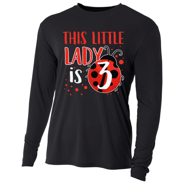 3rd Birthday Ladybug Cute Gift For Three Years Old Premium Cooling Performance Long Sleeve Crew