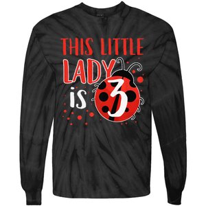 3rd Birthday Ladybug Cute Gift For Three Years Old Premium Tie-Dye Long Sleeve Shirt