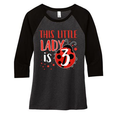 3rd Birthday Ladybug Cute Gift For Three Years Old Premium Women's Tri-Blend 3/4-Sleeve Raglan Shirt