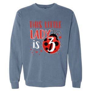 3rd Birthday Ladybug Cute Gift For Three Years Old Premium Garment-Dyed Sweatshirt