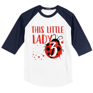 3rd Birthday Ladybug Cute Gift For Three Years Old Premium Baseball Sleeve Shirt