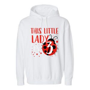 3rd Birthday Ladybug Cute Gift For Three Years Old Premium Garment-Dyed Fleece Hoodie