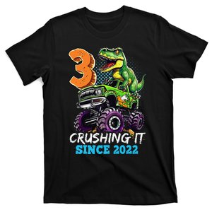 3rd Birthday Monster Truck Dinosaur Party Boy Rawr Im 3 Gift T-Shirt