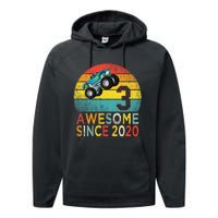 3rd Birthday Monster Truck Lover 3 Years Old Vintage Retro Performance Fleece Hoodie