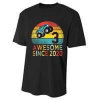 3rd Birthday Monster Truck Lover 3 Years Old Vintage Retro Performance Sprint T-Shirt