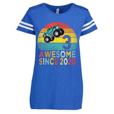 3rd Birthday Monster Truck Lover 3 Years Old Vintage Retro Enza Ladies Jersey Football T-Shirt