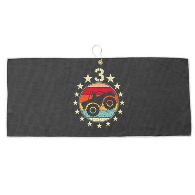 3rd Birthday Monster Truck 3 Year Old Birthday Large Microfiber Waffle Golf Towel