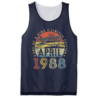 35th Birthday Present Gift Awesome Since April 1988 35 Year Old Mesh Reversible Basketball Jersey Tank