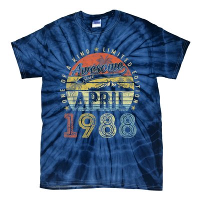 35th Birthday Present Gift Awesome Since April 1988 35 Year Old Tie-Dye T-Shirt