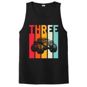 3rd Birthday Retro Monster Truck Boys Girl 3 Years Old PosiCharge Competitor Tank