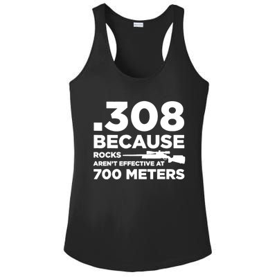 308 Because Rocks Arent Effective At 700 Meters Ladies PosiCharge Competitor Racerback Tank