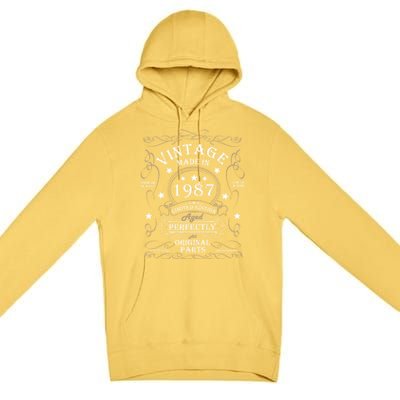 37th Birthday Retro Limited Edition Man Woman Vintage 1987 Premium Pullover Hoodie