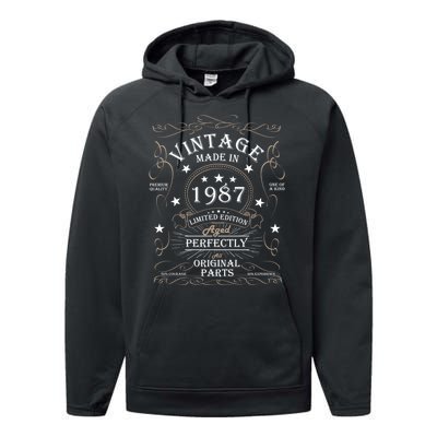 37th Birthday Retro Limited Edition Man Woman Vintage 1987 Performance Fleece Hoodie