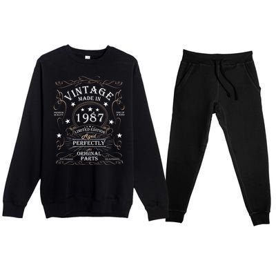 37th Birthday Retro Limited Edition Man Woman Vintage 1987 Premium Crewneck Sweatsuit Set