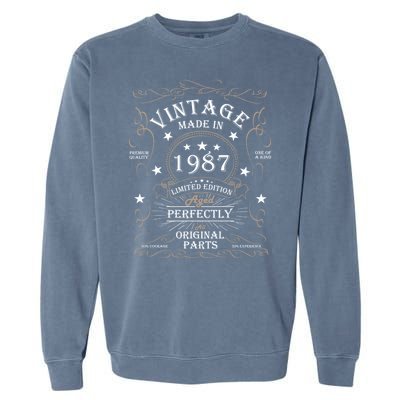 37th Birthday Retro Limited Edition Man Woman Vintage 1987 Garment-Dyed Sweatshirt