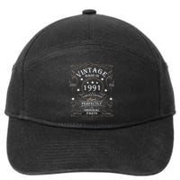 33rd Birthday Retro Limited Edition Man Woman Vintage 1991 7-Panel Snapback Hat