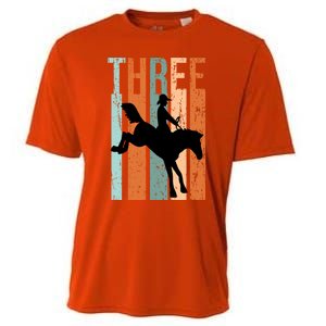 3rd Birthday Retro Rodeo Horse Lovers Cow Rider Gift Cooling Performance Crew T-Shirt