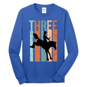 3rd Birthday Retro Rodeo Horse Lovers Cow Rider Gift Tall Long Sleeve T-Shirt