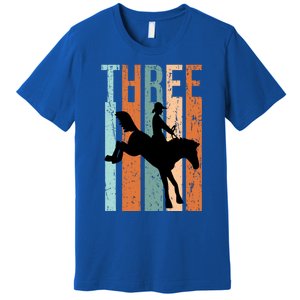 3rd Birthday Retro Rodeo Horse Lovers Cow Rider Gift Premium T-Shirt