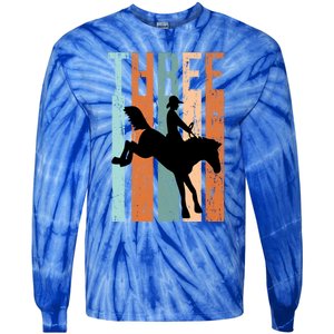 3rd Birthday Retro Rodeo Horse Lovers Cow Rider Gift Tie-Dye Long Sleeve Shirt