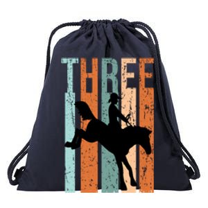 3rd Birthday Retro Rodeo Horse Lovers Cow Rider Gift Drawstring Bag