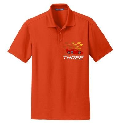 3rd Birthday Race Car Gift I Three Years Old Boy Dry Zone Grid Polo