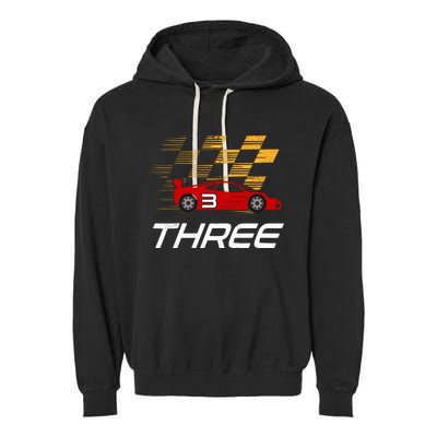 3rd Birthday Race Car Gift I Three Years Old Boy Garment-Dyed Fleece Hoodie