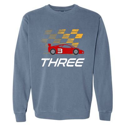 3rd Birthday Race Car Gift I Three Years Old Boy Garment-Dyed Sweatshirt