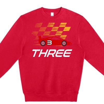 3rd Birthday Race Car Gift I Three Years Old Boy Premium Crewneck Sweatshirt