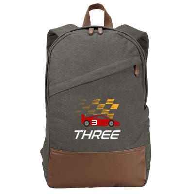 3rd Birthday Race Car Gift I Three Years Old Boy Cotton Canvas Backpack