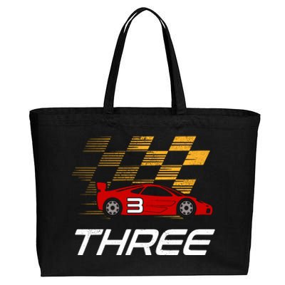 3rd Birthday Race Car Gift I Three Years Old Boy Cotton Canvas Jumbo Tote