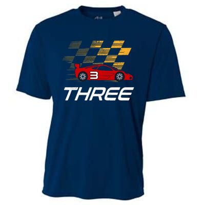 3rd Birthday Race Car Gift I Three Years Old Boy Cooling Performance Crew T-Shirt