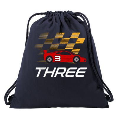 3rd Birthday Race Car Gift I Three Years Old Boy Drawstring Bag