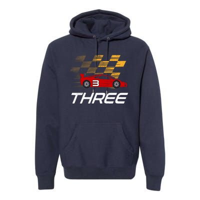 3rd Birthday Race Car Gift I Three Years Old Boy Premium Hoodie