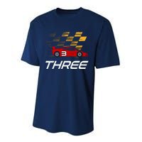 3rd Birthday Race Car Gift I Three Years Old Boy Performance Sprint T-Shirt