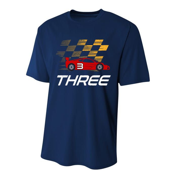 3rd Birthday Race Car Gift I Three Years Old Boy Performance Sprint T-Shirt