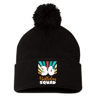 30th Birthday Squad 30 Years Old Pom Pom 12in Knit Beanie