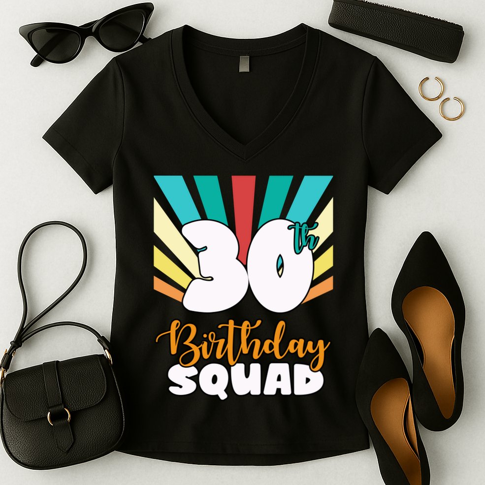 30th Birthday Squad 30 Years Old Women's V-Neck T-Shirt