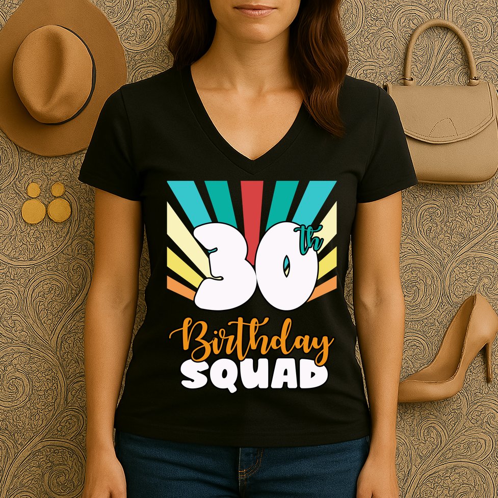 30th Birthday Squad 30 Years Old Women's V-Neck T-Shirt