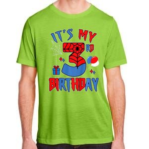 3rd Birthday Spider Web Theme Party Three 3 Year Bday Adult ChromaSoft Performance T-Shirt