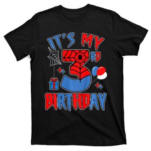 3rd Birthday Spider Web Theme Party Three 3 Year Bday T-Shirt