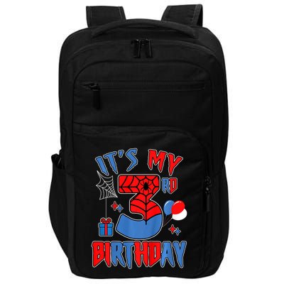 3rd Birthday Spider Web Theme Party Three 3 Year Bday Impact Tech Backpack