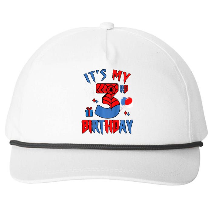 3rd Birthday Spider Web Theme Party Three 3 Year Bday Snapback Five-Panel Rope Hat