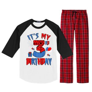 3rd Birthday Spider Web Theme Party Three 3 Year Bday Raglan Sleeve Pajama Set