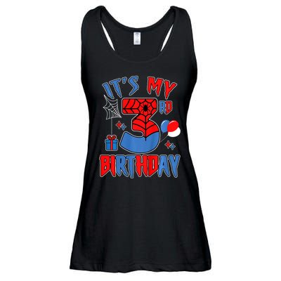 3rd Birthday Spider Web Theme Party Three 3 Year Bday Ladies Essential Flowy Tank