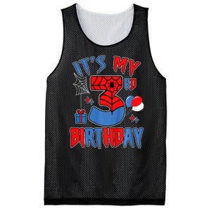 3rd Birthday Spider Web Theme Party Three 3 Year Bday Mesh Reversible Basketball Jersey Tank