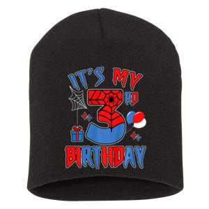 3rd Birthday Spider Web Theme Party Three 3 Year Bday Short Acrylic Beanie