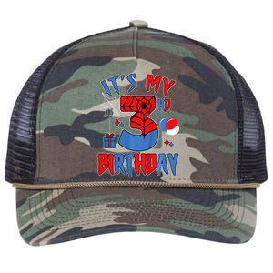 3rd Birthday Spider Web Theme Party Three 3 Year Bday Retro Rope Trucker Hat Cap