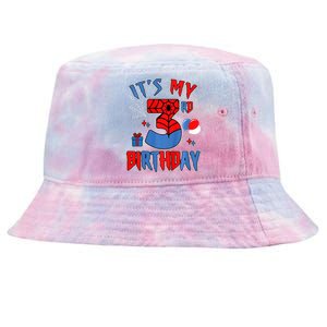 3rd Birthday Spider Web Theme Party Three 3 Year Bday Tie-Dyed Bucket Hat