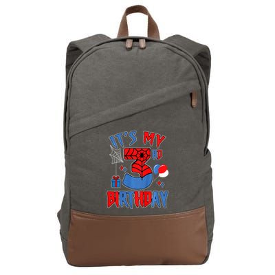 3rd Birthday Spider Web Theme Party Three 3 Year Bday Cotton Canvas Backpack